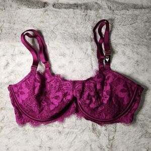 NWT Victoria's Secret Purple Lace Unlined Push-up Bra Without Padding 34D